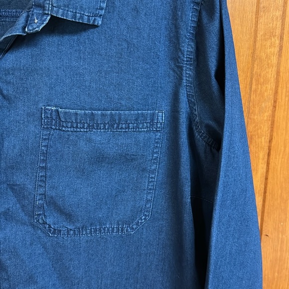 Old Navy Chambray Dark Wash Cotton 1/2 Button Down Shirt Dress XXL EUC - Picture 4 of 6